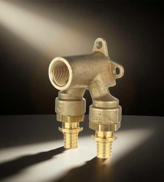 Двойной угловой установочный пресс-фитинг Giacomini RM138