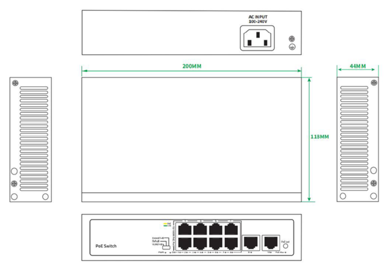 PoE-коммутатор Tiandy TC-P3S010 Spec:H/0820/AT/90