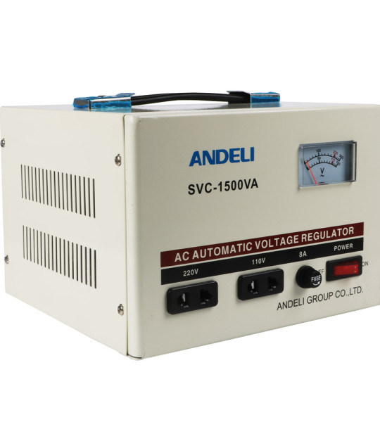 Стабилизатор Andeli SVC-1500VA (вх. 110в х1 - 220в х1) диап.вход.напр 150-250В 8А 1050Ватт