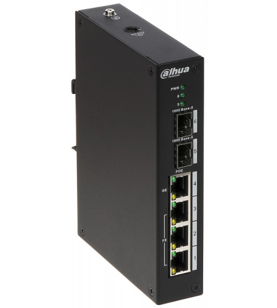 POE коммутатор Dahua PFS3206-4P-96 21000 Base-X, 110-1000 Base-T Hi-PoE, 3*10/100 Base-T PoE+/PoE