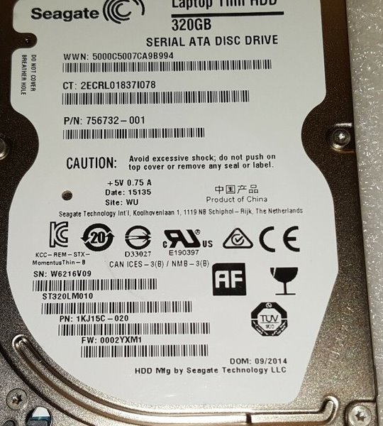 Seagate Laptop 320GB Pull Out
