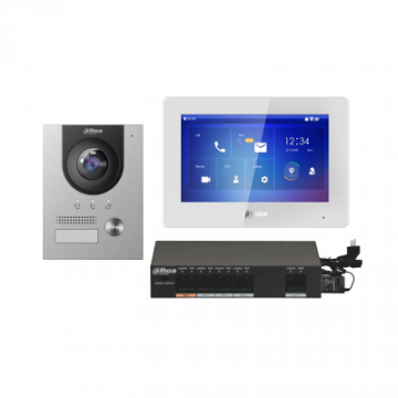 IP видеодомофон Dahua KTP04(F) Kit комплект, 2‑канальный, PoE, 1080p, Fingerprint
