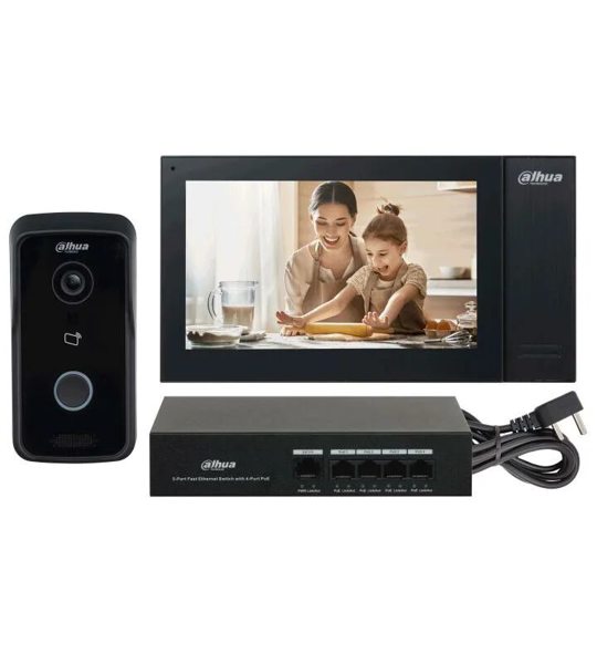 IP Видеодомофон Dahua DHI-KTP02/DHI-VTO2111D-P-S3/DHI-VTH2421FB-P комплект