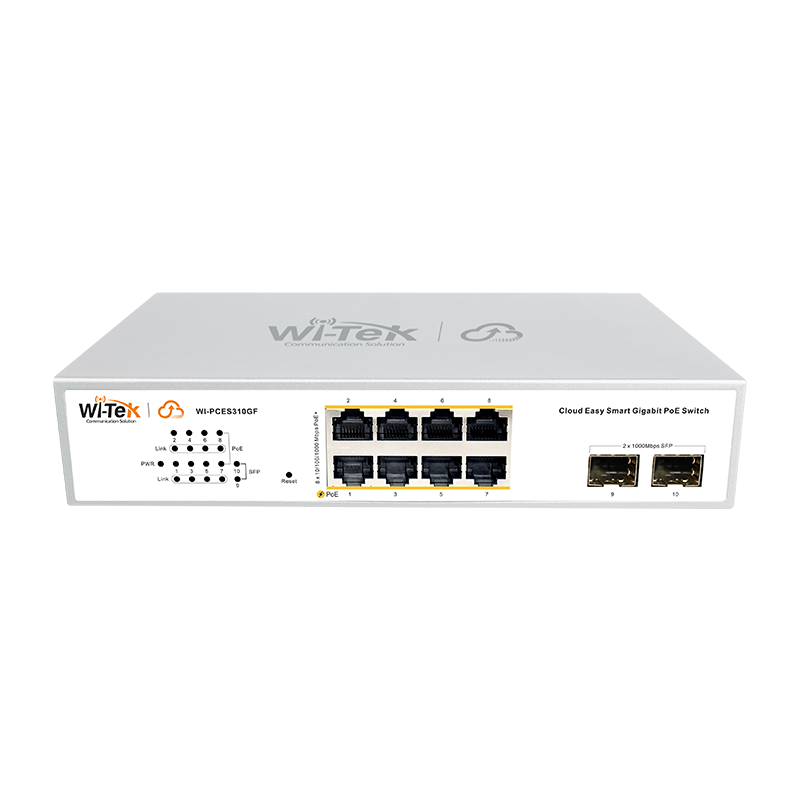 Коммутатор PoE Wi-Tek WI-PCES310GF V2 8PoE+2SFP 1Gbps