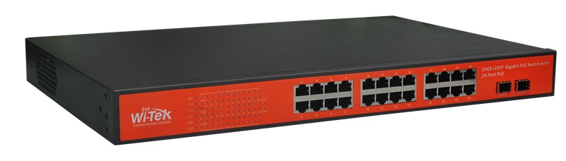 Коммутатор PoE Wi-Tek WI-PS326GFH 24GE+2SFP