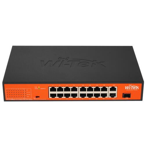 Коммутатор PoE Wi-Tek WI-PS518GH 16FE+1GE+1SFP