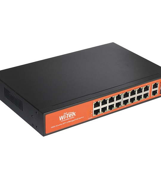 Коммутатор PoE Wi-Tek WI-PCES320GFH 16GE+2GE+2SFP 1Gbps