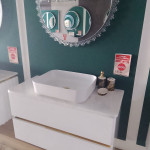 Подвесная тумба с раковиной 1742 White/Gold (100x45 см)