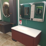 Подвесная тумба с раковиной Rinza Quick 100 (Бордовая)