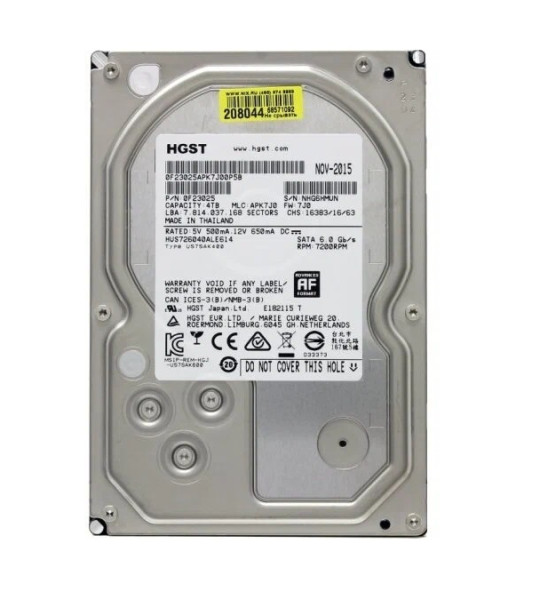 HGST Ultrastar 7K4000 HUS724040ALA640 — 4 TB Enterprise HDD, 7200 RPM, 64 MB Cache, SATA 6 Gb/s, MTBF 2 млн часов