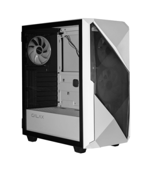 Galax REVOLUTION 01 White – mid‑tower ATX/M‑ATX/ITX, 4×ARGB FAN, стекло, mesh‑панель, поддержка СЖО до 360 мм