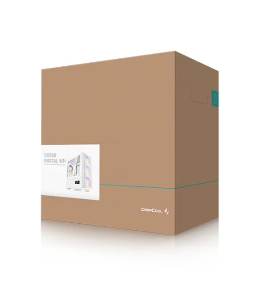 Корпус DeepCool CH560 DIGITAL WH – mid‑tower ATX/E‑ATX, 3×140 мм ARGB, гибридная боковая панель, LED‑экран, USB‑C