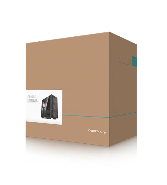 DeepCool CH560 DIGITAL – mid‑tower корпус ATX/E‑ATX, 3×140 мм ARGB‑вентиляция, гибридное стекло + LED‑экран, USB‑C