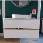 Подвесная тумба с раковиной 1742 White/Gold (100x45 см)