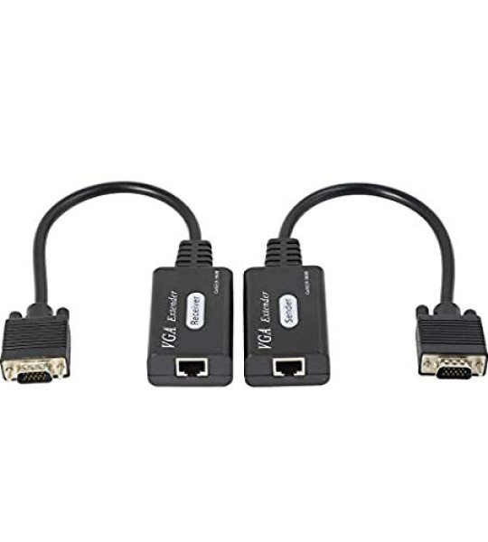 XMSJSIY VGA удлинитель Cat5e/6 до 60м, VGA-RJ45, 1080P, TX+RX, для HDTV, PS4, STB, ПК. Чёткий сигнал!