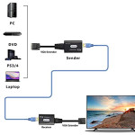 XMSJSIY VGA удлинитель Cat5e/6 до 60м, VGA-RJ45, 1080P, TX+RX, для HDTV, PS4, STB, ПК. Чёткий сигнал!