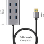 7-портовый USB-хаб TINGUT с алюминиевым корпусом — высокая скорость передачи 300 МБ/с