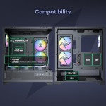 Корпус для ПК ATX Mid Tower, Aqua 7, предварительно установленный вентилятор 6 × 120 мм PWM ARGB