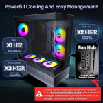 Корпус для ПК ATX Mid Tower, Aqua 7, предварительно установленный вентилятор 6 × 120 мм PWM ARGB