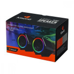Kisonli L6060 LED RGB Компьютерный динамик – 5 Вт x 2, USB питание, аудио через 3,5 мм, с регулировкой громкости