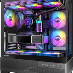 Корпус для ПК ATX Mid Tower, Aqua 7, предварительно установленный вентилятор 6 × 120 мм PWM ARGB
