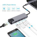 Док-станция USB-C 5 в 1 с HDMI, RJ45 и USB 3.0 — расширение для ноутбука с зарядкой до 60 Вт