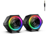Kisonli L6060 LED RGB Компьютерный динамик – 5 Вт x 2, USB питание, аудио через 3,5 мм, с регулировкой громкости