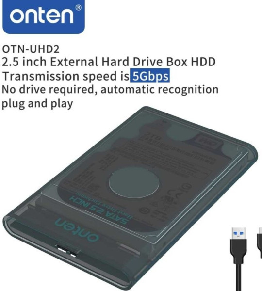 Корпус для жесткого диска Onten OTN-UHD2 2.5 USB 3.0, внешний SATA адаптер для HDD/SSD до 5TB