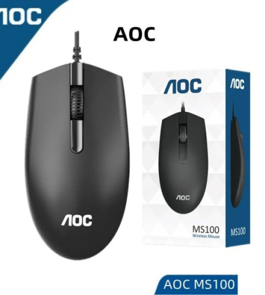 Игровая проводная мышь AOC MS100 1.5M (черный), 1200 DPI, USB, 4 кнопки