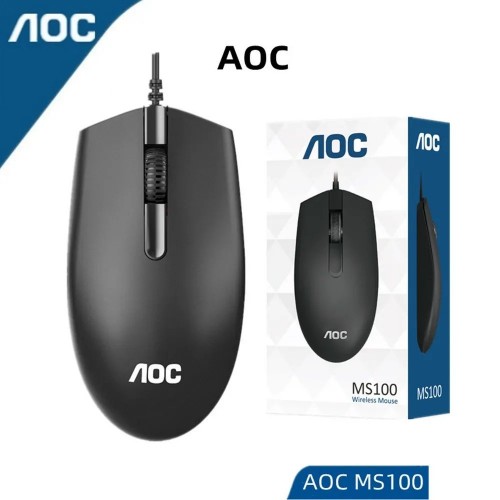 Игровая проводная мышь AOC MS100 1.5M (черный), 1200 DPI, USB, 4 кнопки