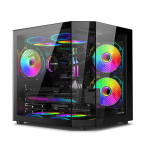 Современный двухкамерный панорамный корпус для игрового компьютера Mid-Tower ATX