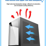 Современный двухкамерный панорамный корпус для игрового компьютера Mid-Tower ATX