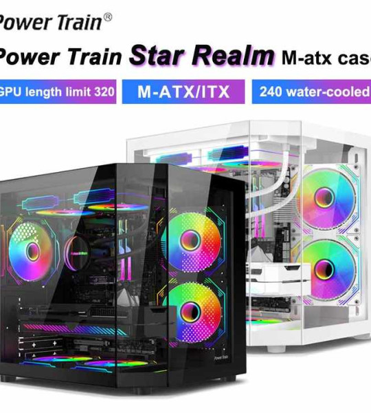 Современный двухкамерный панорамный корпус для игрового компьютера Mid-Tower ATX