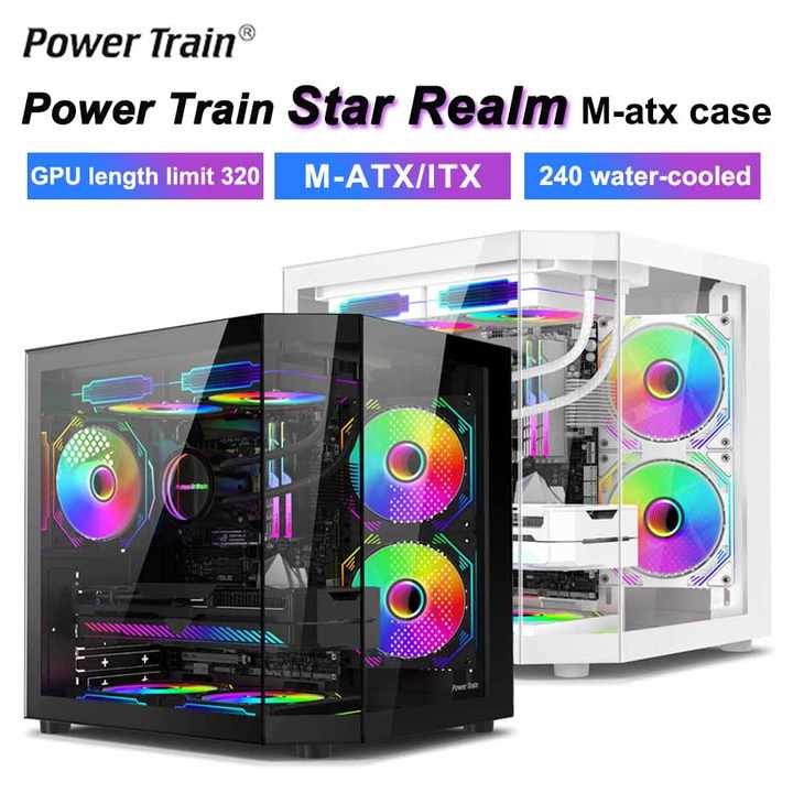 Современный двухкамерный панорамный корпус для игрового компьютера Mid-Tower ATX