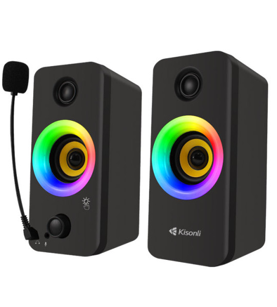 Kisonli X8 Компьютерные динамики 2.0 с RGB подсветкой, 6 Вт, питание от USB, стильный дизайн