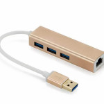 USB 3.0 Хаб на 3 порта с адаптером RJ45 Gigabit Ethernet – алюминиевый концентратор для ПК и ноутбуков, модель JL-C3103