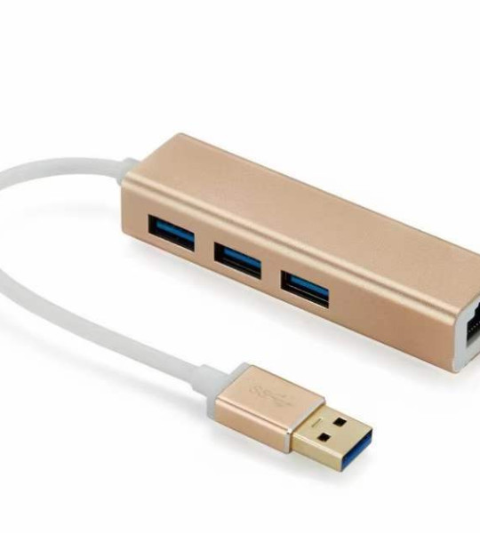 USB 3.0 Хаб на 3 порта с адаптером RJ45 Gigabit Ethernet – алюминиевый концентратор для ПК и ноутбуков, модель JL-C3103