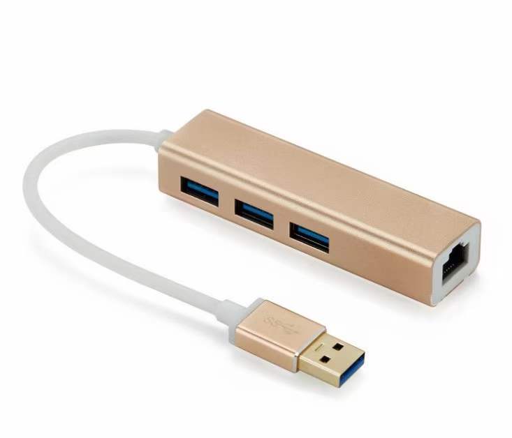 USB 3.0 Хаб на 3 порта с адаптером RJ45 Gigabit Ethernet – алюминиевый концентратор для ПК и ноутбуков, модель JL-C3103