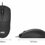 Проводная мышь AOC MS121, 1200 DPI, USB, симметричная, 3 кнопки
