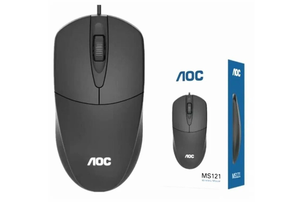 Проводная мышь AOC MS121, 1200 DPI, USB, симметричная, 3 кнопки