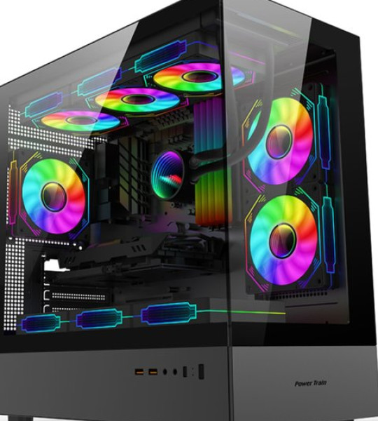 Корпус для ПК ATX Mid Tower, Aqua 7, предварительно установленный вентилятор 6 × 120 мм PWM ARGB