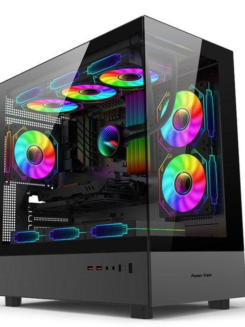 Корпус для ПК ATX Mid Tower, Aqua 7, предварительно установленный вентилятор 6 × 120 мм PWM ARGB