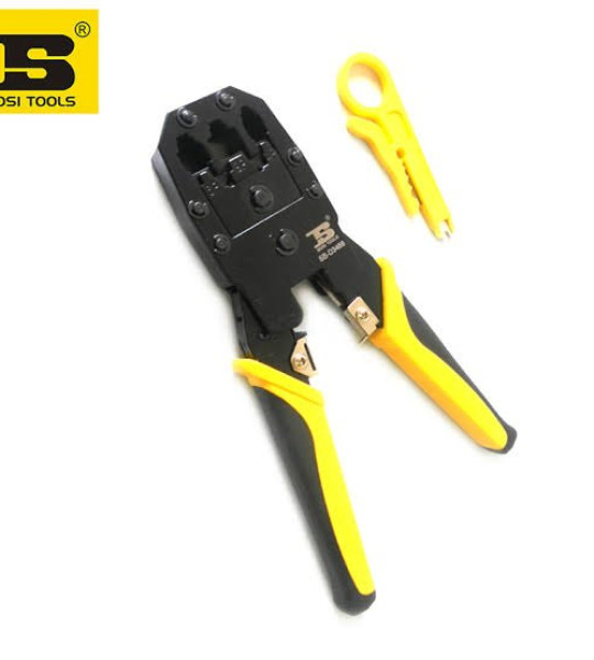 Кримпер BOSI BS-D3468 для обтиска RJ-45 (8P8C) и RJ-12/11 (6P6C), 4P/6P/8P, Жёлтый