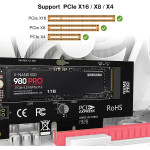 Адаптер JEYI M.2 PCIe 4.0 x4, скорость до 64 Гбит/с, с радиатором, поддержка M.2 2230/2242/2260/2280.
