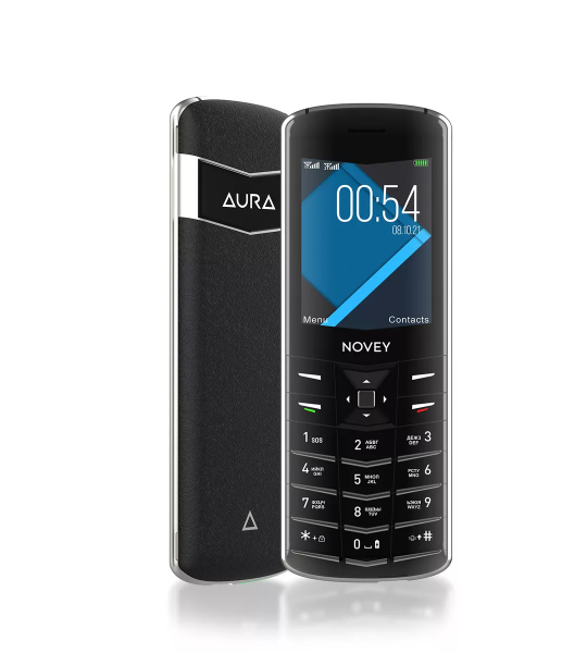 Novey Aura V1 | Кнопочный телефон с экраном IPS 2.4", 2 SIM, аккумулятор 800 mAh, Bluetooth, FM-радио – Черный