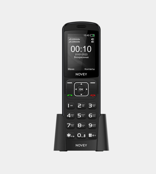 Novey D10 Black — Кнопочный Телефон с 2 SIM, Экран 2.4", Bluetooth и FM-Радио, Аккумулятор 1050 мА·ч