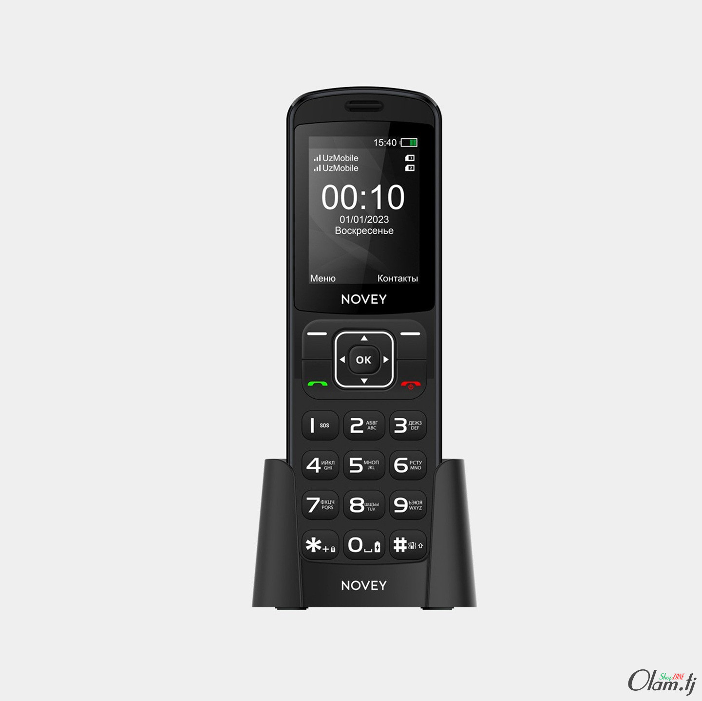 Novey D10 Black — Кнопочный Телефон с 2 SIM, Экран 2.4", Bluetooth и FM-Радио, Аккумулятор 1050 мА·ч