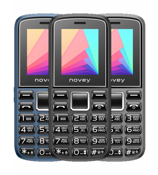 Novey 102 Plus — Кнопочный Телефон с Двумя SIM-Картами, Двойным Фонарем и Диктофоном, 1050 мА·ч, Черный