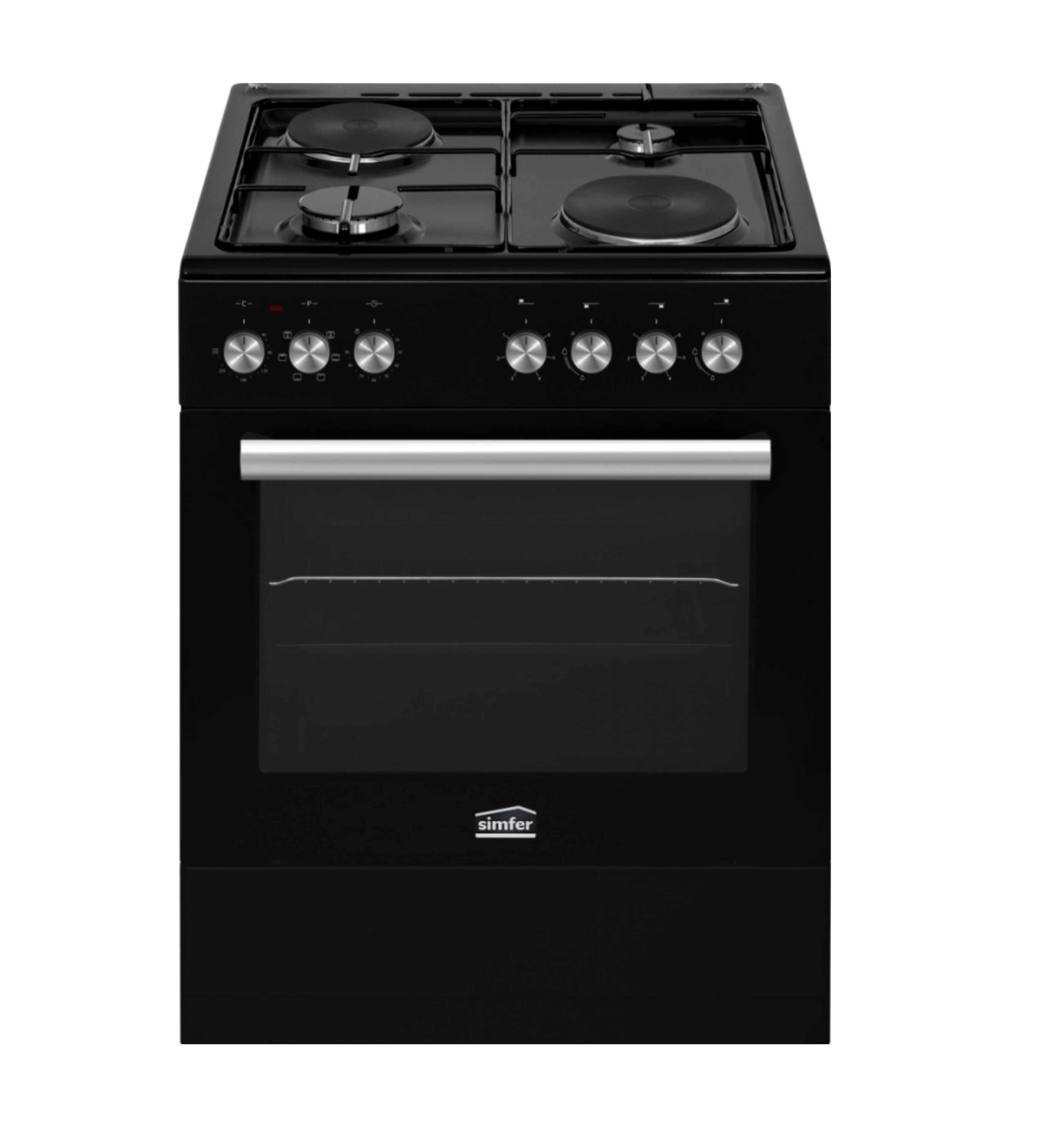 Комбинированная плита Simfer FS60 2G2E SERBB-012 BL с газовой варочной панелью и электродуховкой, 65 л