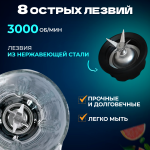 Стационарный блендер Bosch BS-69, мощность 1000 Вт, серебристый — для смузи, коктейлей и измельчения